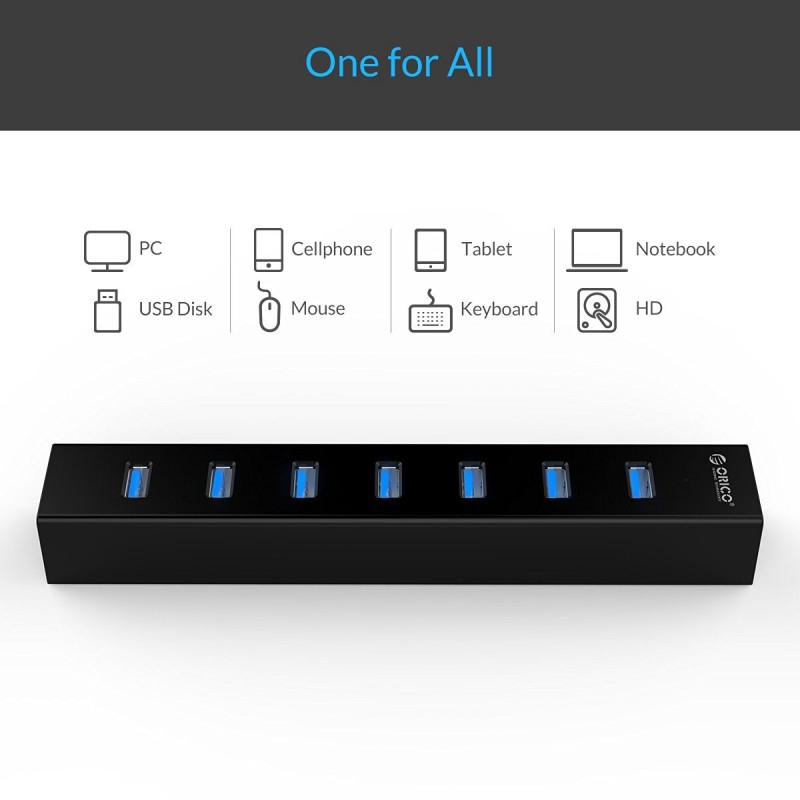 USB HUB 3.0 7 PORT ORICO H7013U3 with adaptor - orico h7013-u3