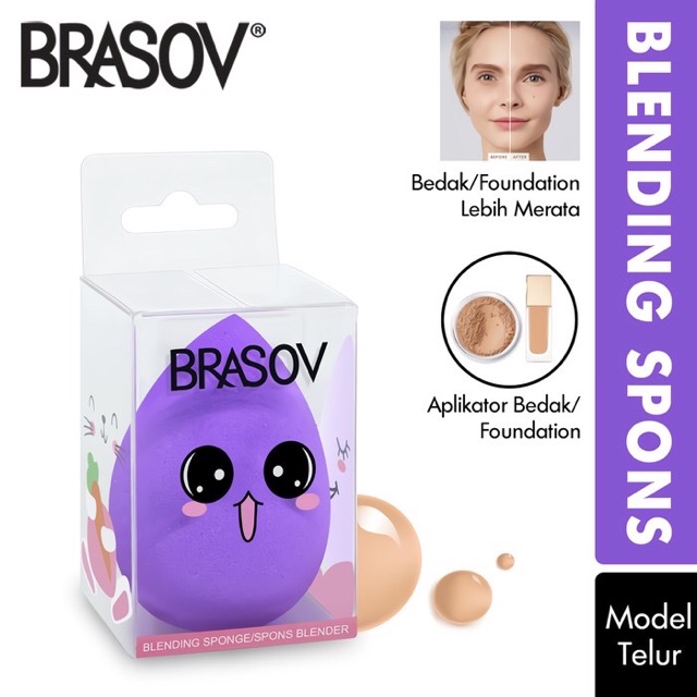 BRASOV Spons Make Up Model Telur Diameter 3.5 CM Foundation Sponge Blending Spon XX-CT