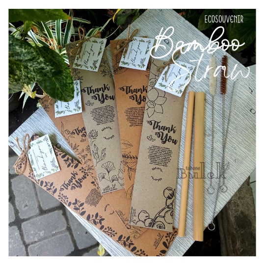 Souvenir Sedotan Bambu  Sikat Sedotan Paper Bag  Paket B Sovenir Sedotan Bambu Souvenir Rustic Souve