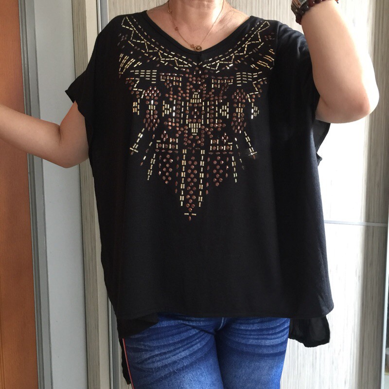 Atasan Oversize Hitam Branded Preloved Tangerang Chiffon Spandex Bagus Murah Kaos Jumbo Baju Wanita