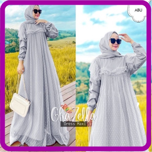 Gamis Remaja Modern Simple Elegan Gamis Brokat Tulle Mewah Murah Pesta Kondangan Terbaru 2021 Maxi Dress Ghazella