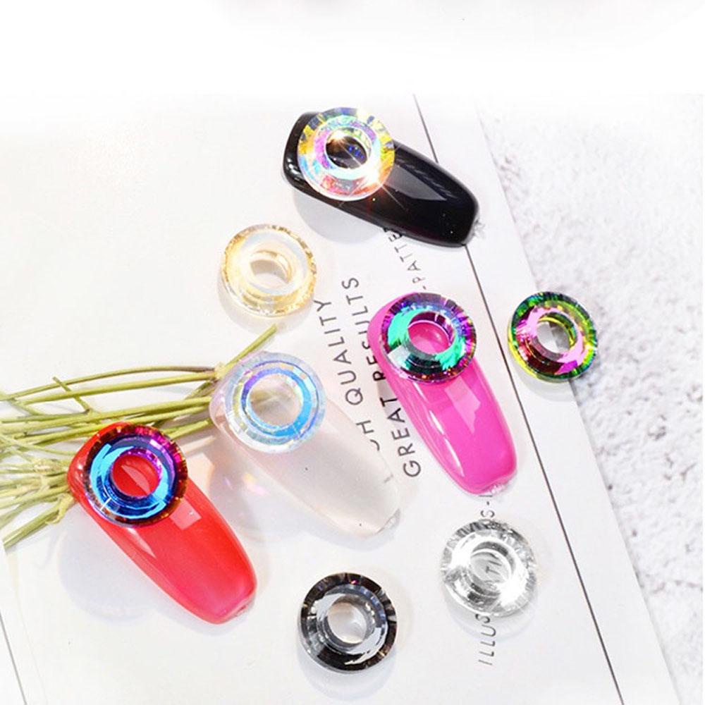 Mxbeauty Cincin Malaikat Kristal Perhiasan Warna-Warni Aurora Manikur Berlian DIY Nail Art Aksesoris