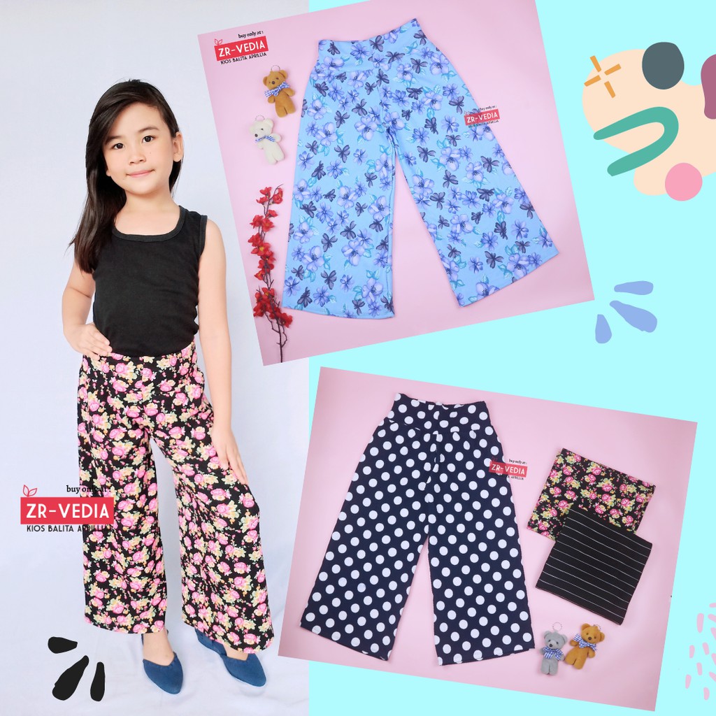 [MOTIF] Kulot Sasa 7-12 tahun / Celana Panjang 7/8 Cullotes Pants Adem Bawahan Harian Anak Perempuan Cewek