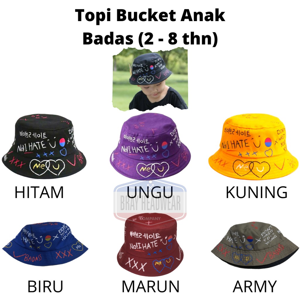 Bucket Hat Anak Topi Anak Balita Bayi Laki Perempuan Motif Kucing Dino Badas Lucu Termurah