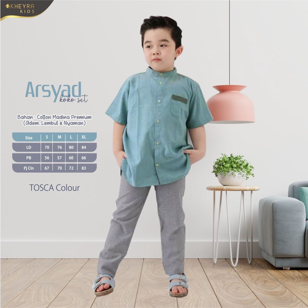 (READY KIRIM) ARSYAD KOKO SET by KHEYRA KIDS cotton madina premium include celana adem lembut nyaman