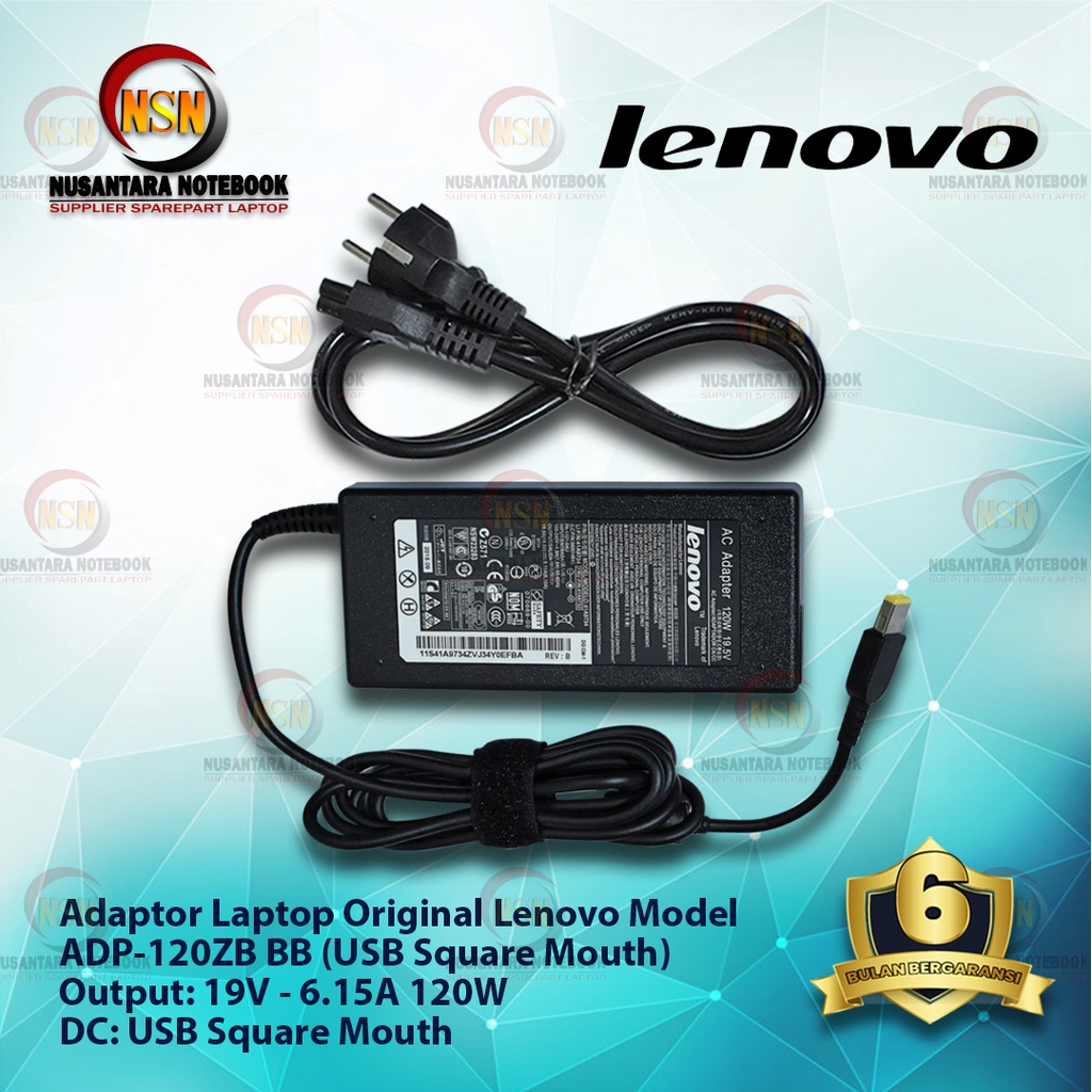 Adaptor Charger Original Lenovo 19V - 6.15A 120W USB Square Mouth