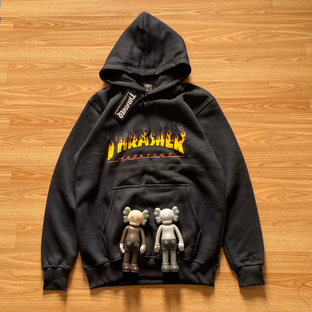 half white half black thrasher hoodie