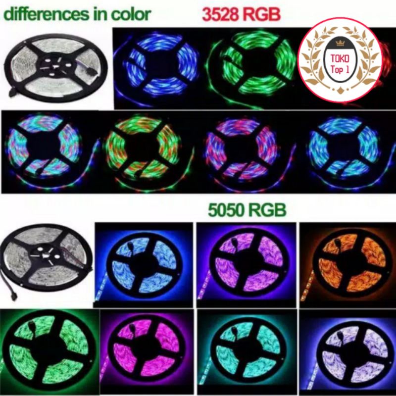 Paket Lampu SENSOR MUSIC Led strip RGB  5050 IP44 Sensor Suara Music 5m  Disco Warna Warn