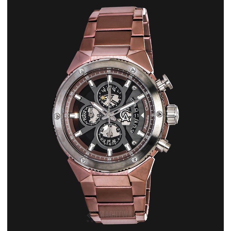 Alexandre Christie AC 6461 MC BBNBO Men Chronograph Black Dial Red Brown-tone