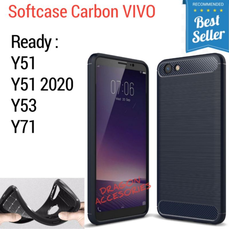 Softcase Y51 Y51A Y53 Y71 Vivo Silikon Slim Fit Carbon Fiber Case Casing Shockproof Silicone Cover