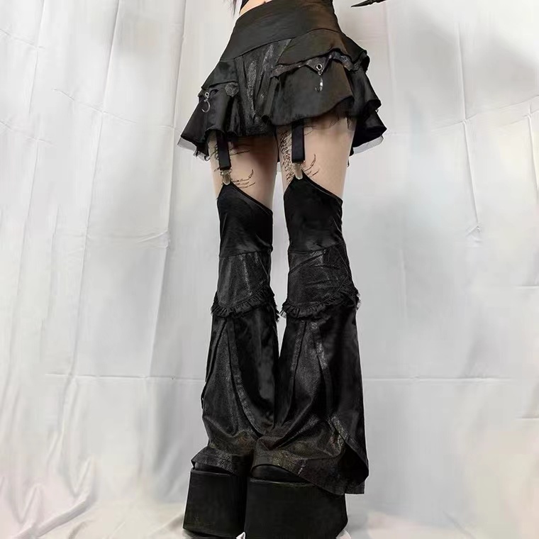 Women Leather Gothic Patchwork Long Pants 8486 (S/M/L)