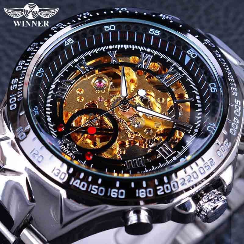 Winner f1205119 Jam Tangan Mekanik Otomatis Mewah Model Rangka Bahan Full Stee
