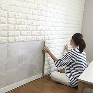 Wallpaper Tembok Dinding  3D Model Batu Bata Putih Walpaper 