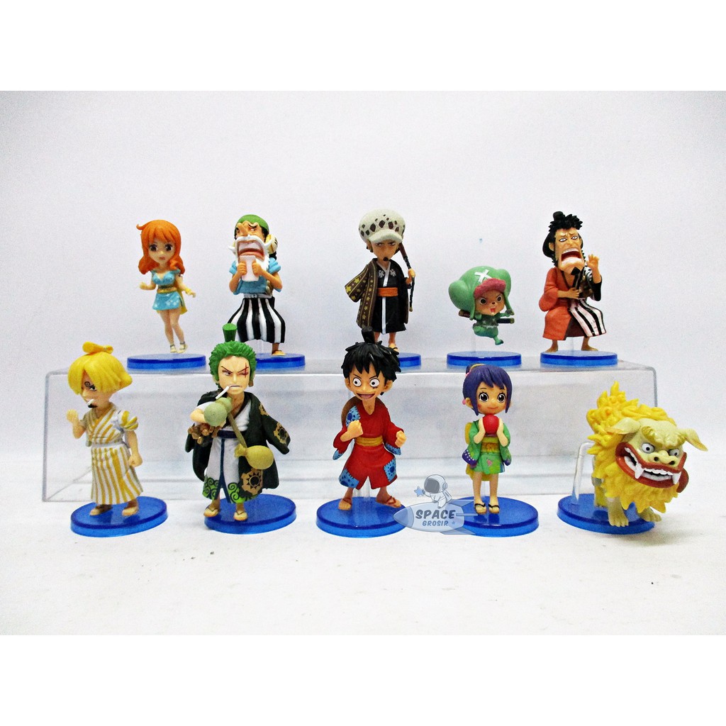 Action Figure One Piece Arc Wano Wcf Kws Luffytaro Sangoro Zorojuro set 10 pcs