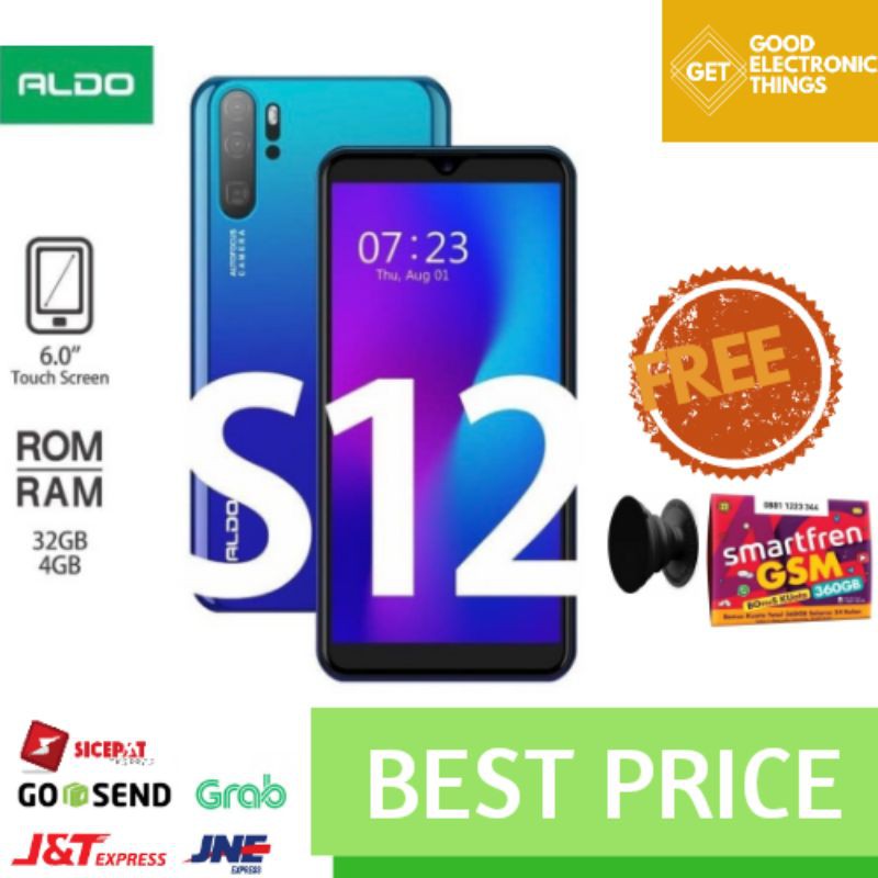 HP Smartphone ALDO S12 RAM 4 GB ROM 32 GB (FREE KARTU SMARTFREN 360GB + POP SOCKET)