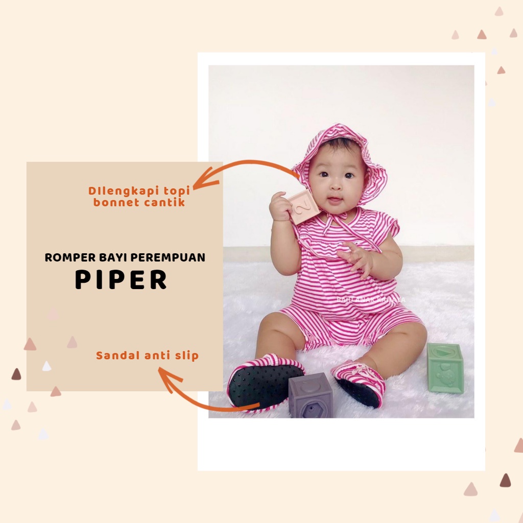 6-18 BLN ROMPER BAYI PIPER BAJU BAYI PEREMPUAN JUMPER BAYI by Little Koda (SNI)