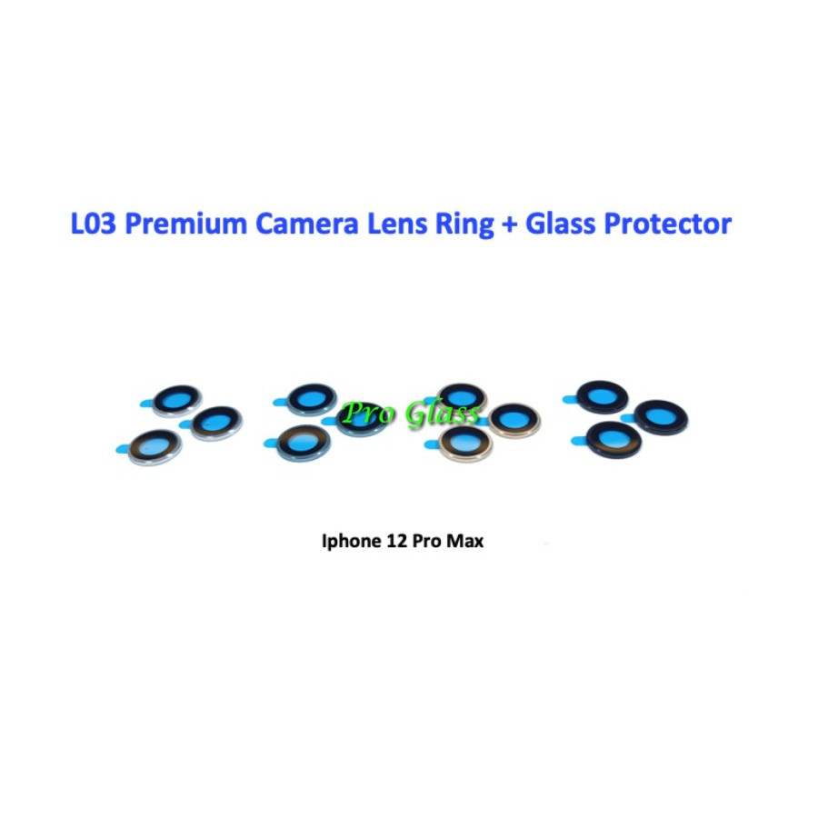 L03 Iphone 12 /  12 PRO /  12 PRO MAX Camera Lens Glass Protector + Aluminium Frame Ring