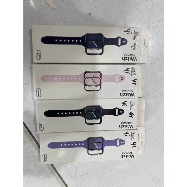 Tali Strap Apple Watch Series 7 41mm 45mm +Tempered Glass Case Strap - Hitam, 41mm