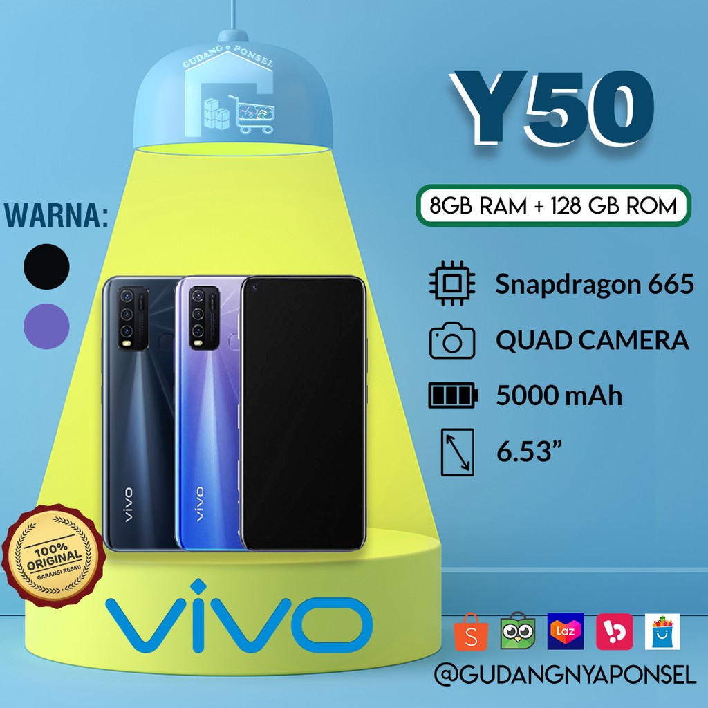 [100% RESMI] VIVO Y50 — 8GB/128GB