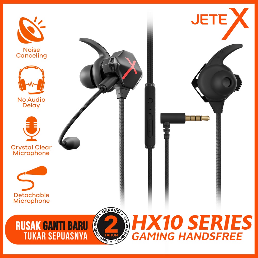 Headset Gaming JETEX HX10 Earphone Gaming Mic  - Garansi 2 Tahun Rusak Tukar Baru