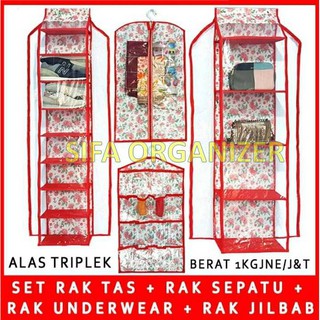  Full Resleting Rak  Gantung  4  in 1  dapat Rak  Sepatu 