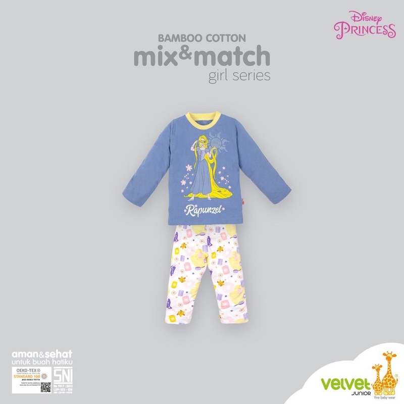 Castle - isi 2 Stel Velvet Junior Mix &amp; Match Series Piyama Anak