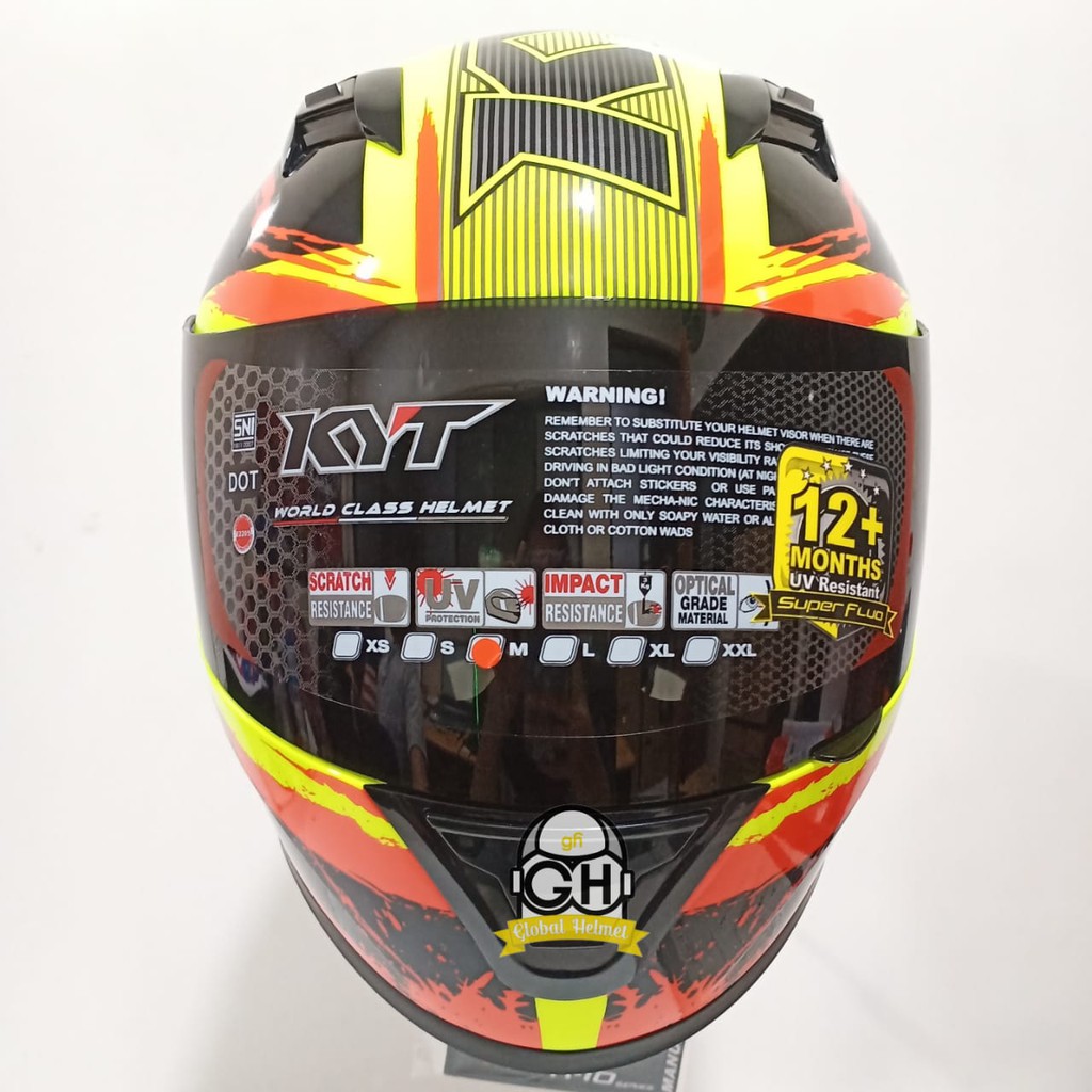 HELM KYT R10 #2 YELLOW BLACK RED FLUO R-10 #2 KYT R-10 SMOKE VISOR