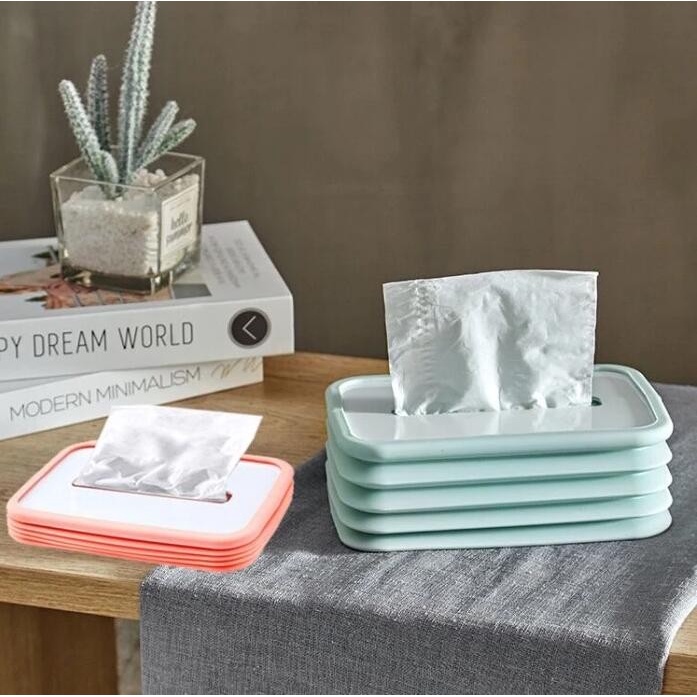 Kotak Tissue Lipat Silicone Foldable Elastic Tempat Tissue Box Silicon Elastis Lifting Tissue Box Tempat Tisu Hiasan Rumah Kantor Mobil