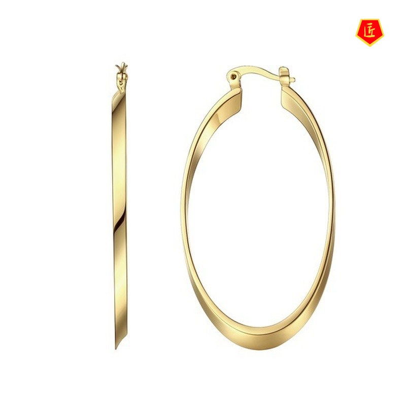 [Ready Stock]New 14K Gold Big Circle Earrings Exported