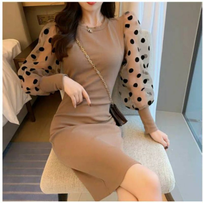 MDLV ~ BM C413-3 KNIT BODYCON // DRESS RAJUT // FASHION IMPORT WANITA