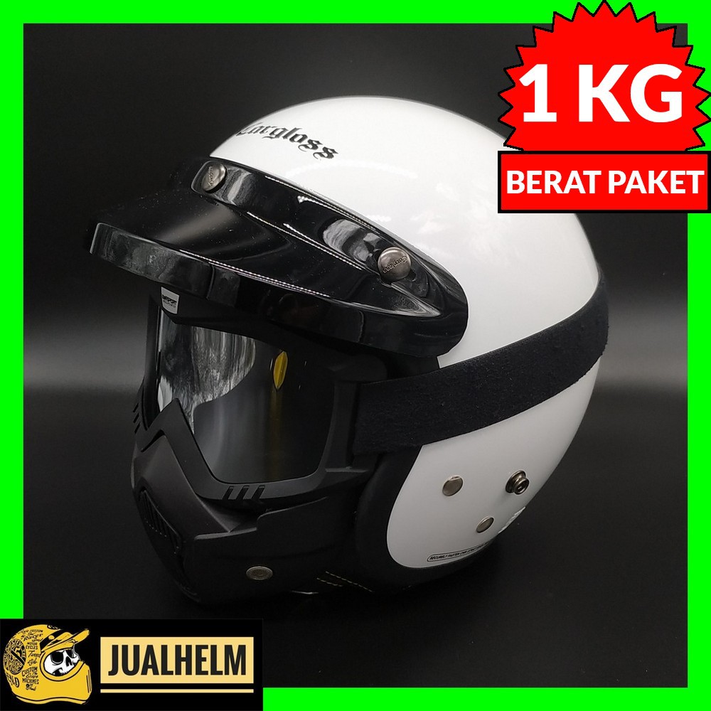 Helm Cargloss Retro | Super Whity White + Goggle Mask