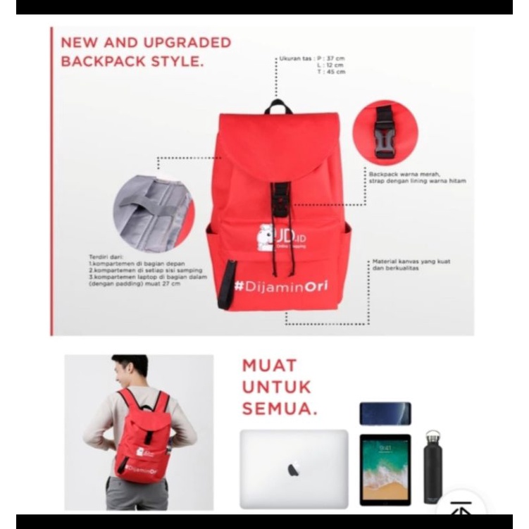 Tas Ransel Laptop Backpack Pria Original JDID