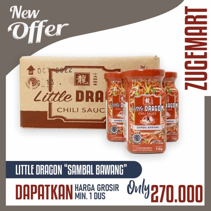 

Promo Bundling Sambel Bawang/terasi Botol Little Dragon 110gr x 12pcs