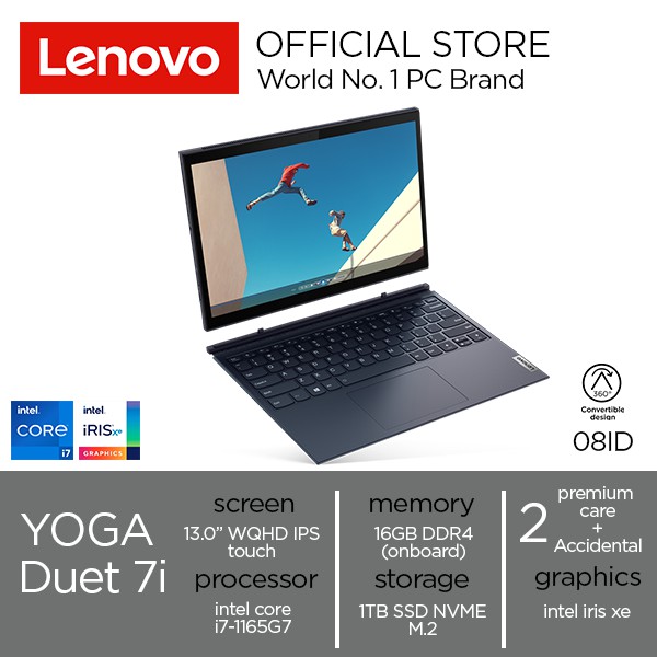 Laptop Lenovo Yoga Duet 08ID Intel Core i7  1165G7/SSD 1TB/16GB/DETACHABLE/IRIS XE/Layar WQHD