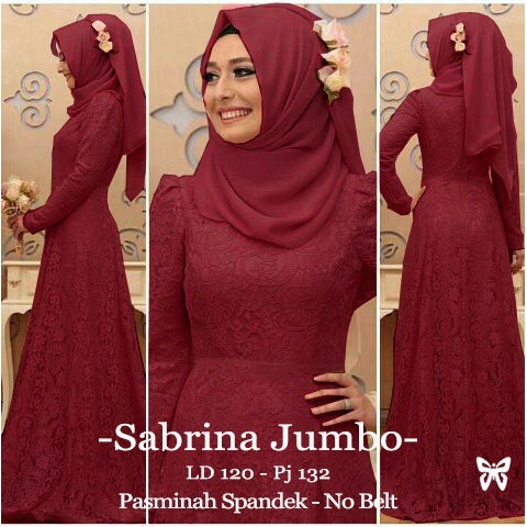 HOPYLOVY - Gamis Wanita Brukat Sabrina Jumbo