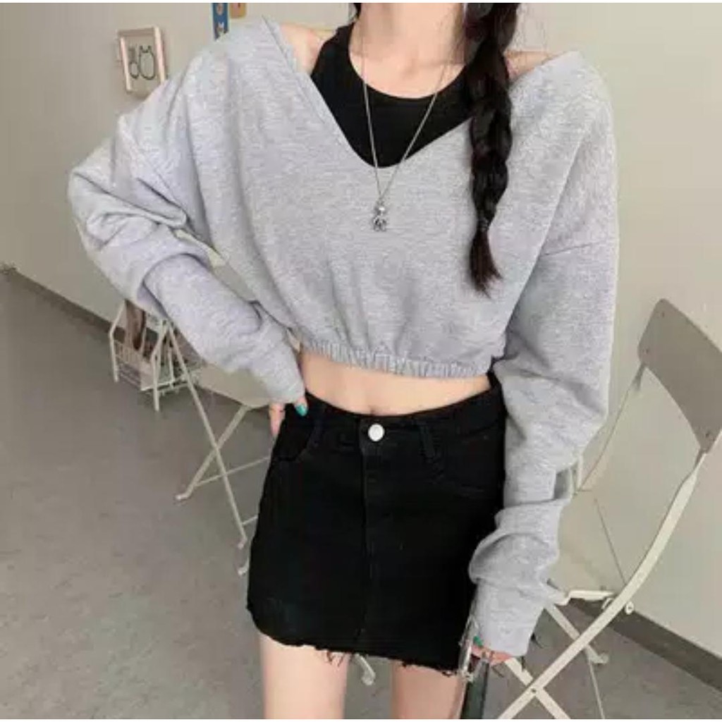 Korean 1 Set Crop Sweater /sweater korean/crop sweater