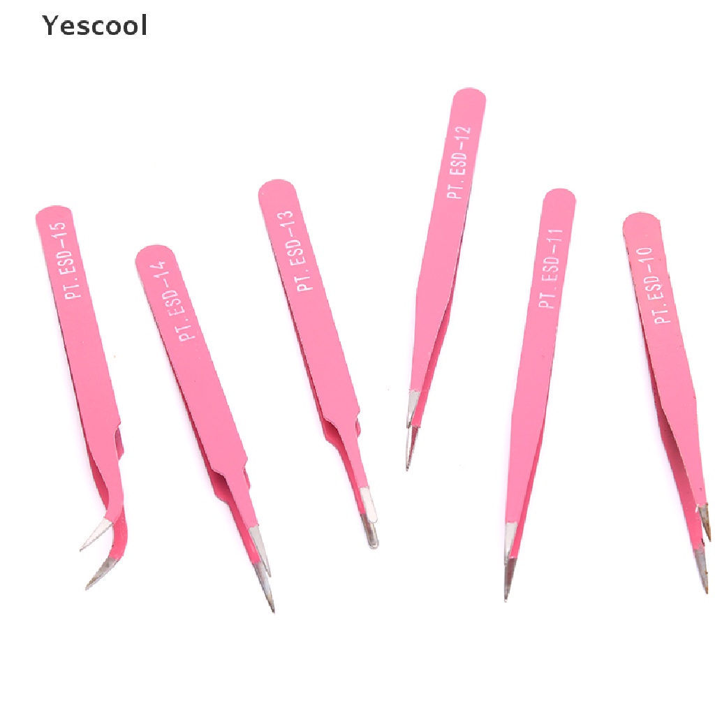 Yescool Professional pink Eyebrow Tweezers Hair Beauty Slanted Stainless Steel Tweezer .