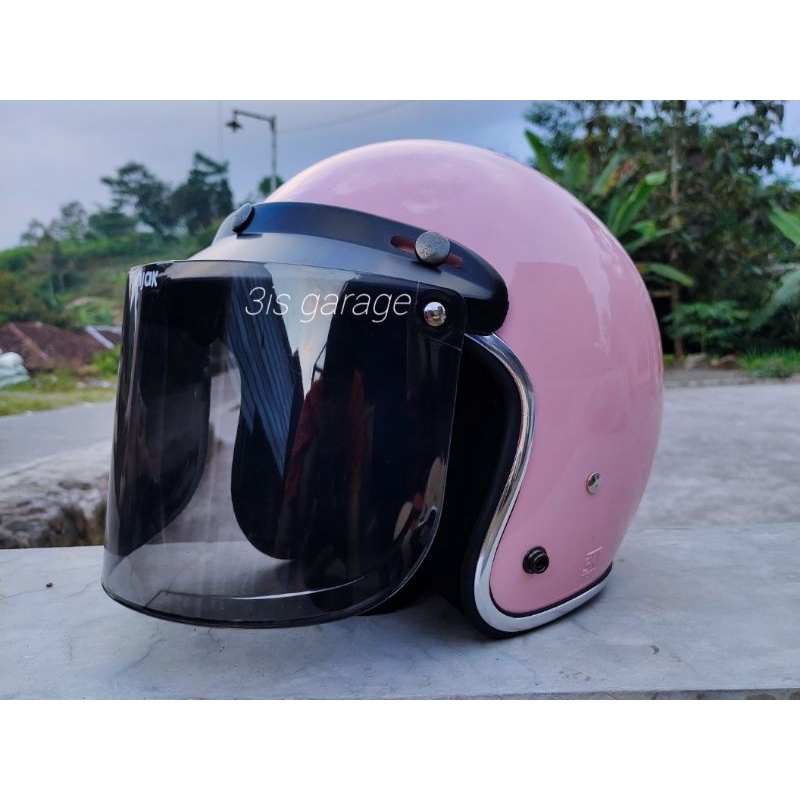 HELM BOGO DEWASA HELEM BOGO CLASSIC HELM BOGO RETRO PRIA WANITA KACA DATAR SNI