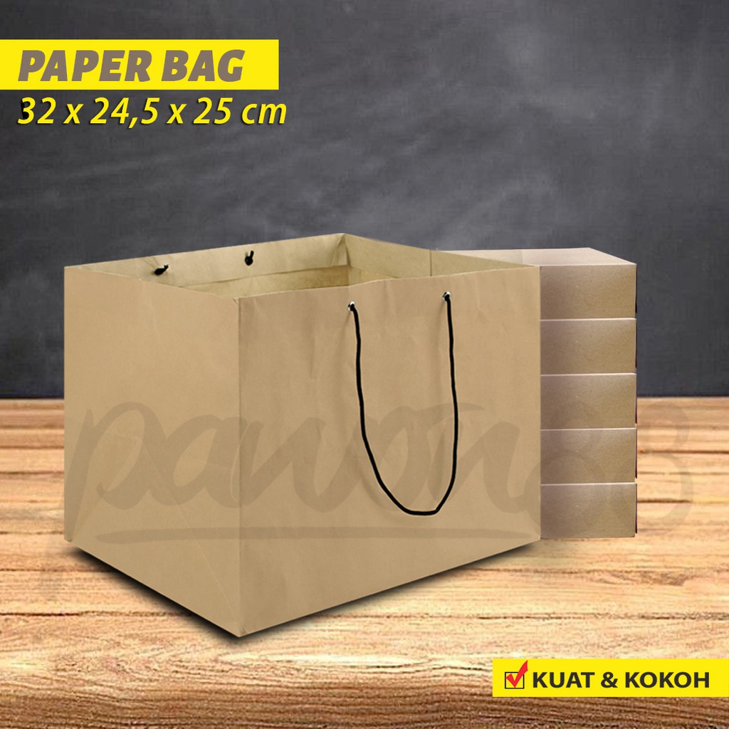 

Paper Bag untuk - Box Donat is 6 | 32 x 24.5 x 25 cm - COKLAT - ( 10 Pcs )