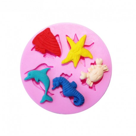 Cetakan Silikon Laut Silicone Mold Pink Sea World Premium Dolphin Star Fish Sea Horse Ikan Lumba Oven Safe Babymaniashop Jelly Clay Play Doh Resin