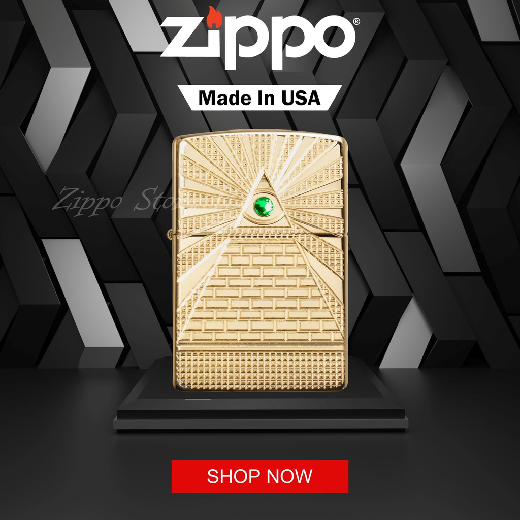 Korek Zippo Original Eye of Providence Design 49060 Garansi Resmi