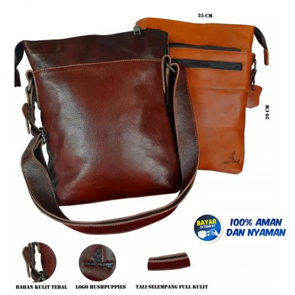 TAS SLEMPANG PRIA KULIT SAPI NATURAL HUSH PUPPIES HS-301 ORIGINAL