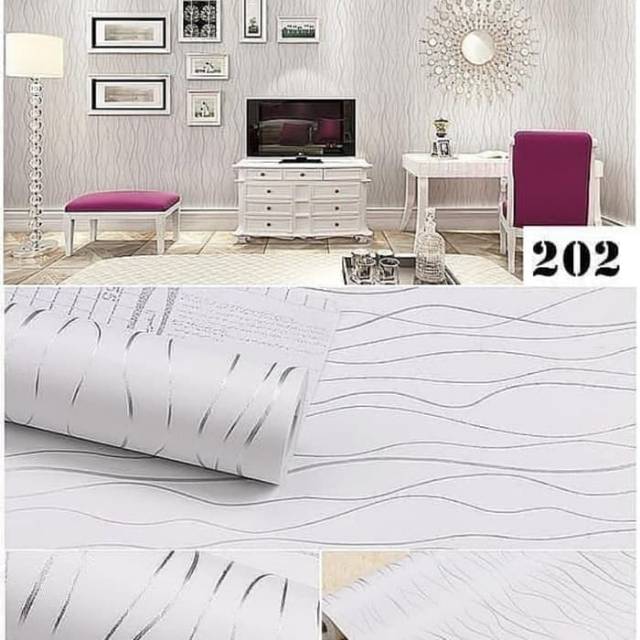 wallpaper stiker dinding garis silver