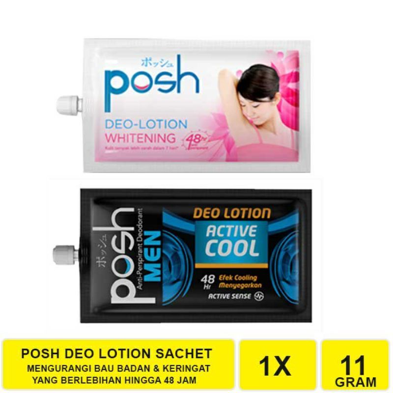 Posh deodorant 11gr,  Deo Lotion Posh Sachet 11gr, Posh Deodorant Men Sachet 11gr