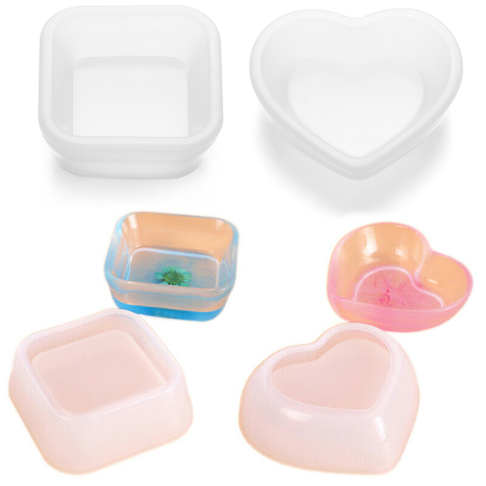 SUYOU Craft Resin Mold Transparent Plate Silicone Mould Love Heart DIY Jewelry Making Tools Epoxy Mold Square Dish