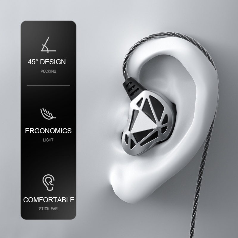 F5 Headset Earphone Sport In-Ear Bass Hollow Anti Air Noise Canceling HiFi Stereo Dengan Kabel + Mic