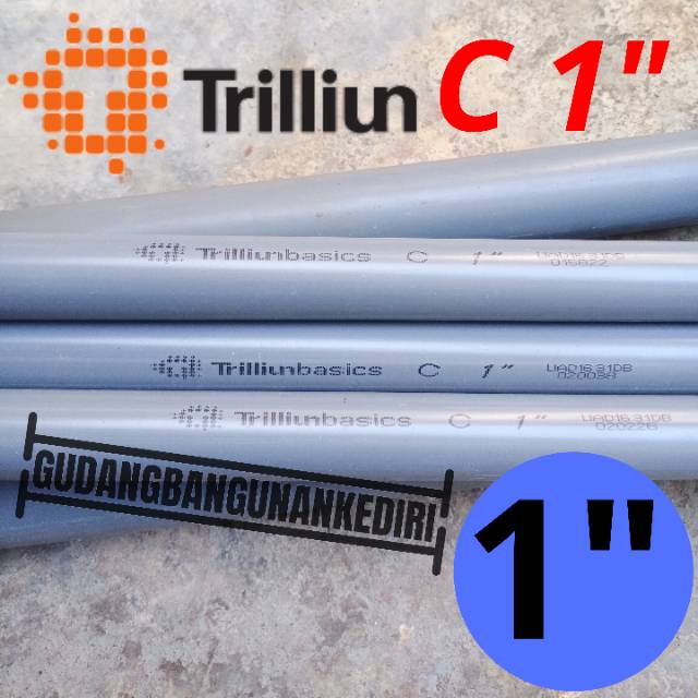 Pipa PVC C 1&quot; TRILLIUN | Pipa C 1&quot; ABU TRILLIUN per 1 meter (100cm)