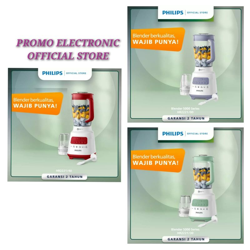 BLENDER PHILIPS HR 2223 / HR2223 / HR2221 / HR 2221 PLASTIK 2L GARANSI RESMI