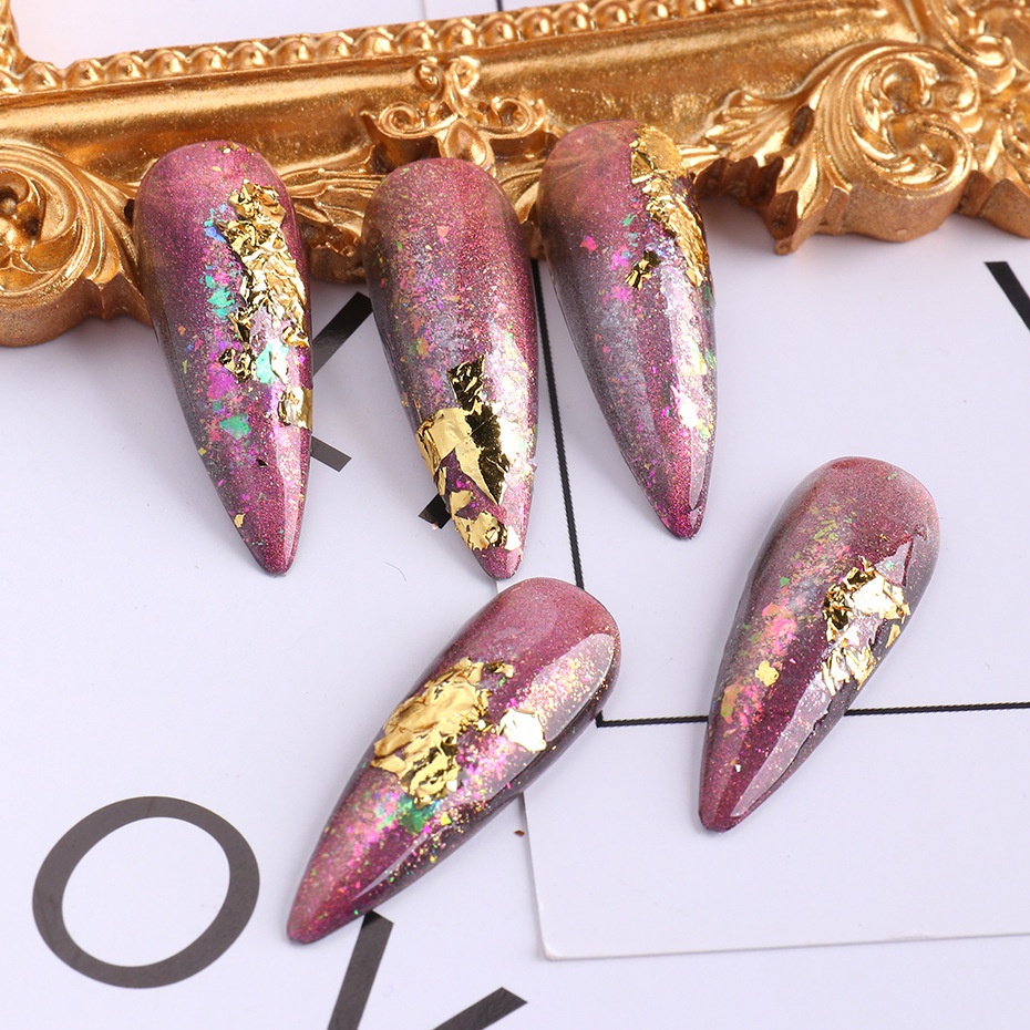 12PCS Glitter Foil Emas Metalik Untuk Membuat Kerajinan Kuku Nailart Decoration