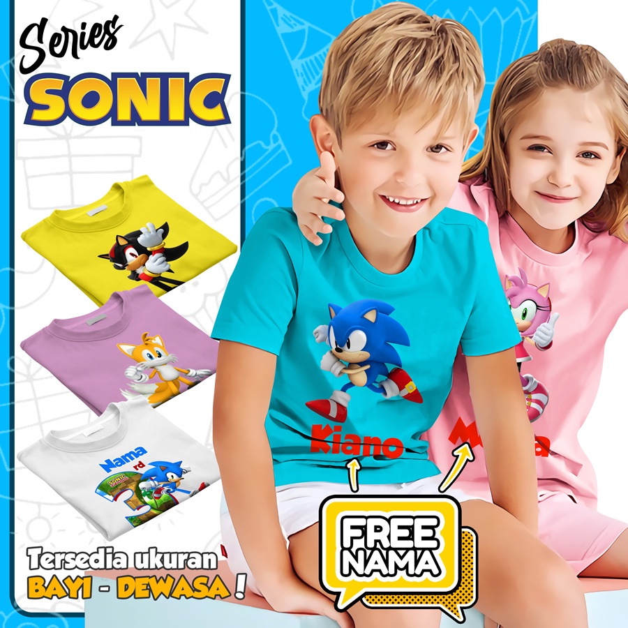 Baju Kaos ANAK DAN DEWASA SONIC COUPLE (FREE NAMA)